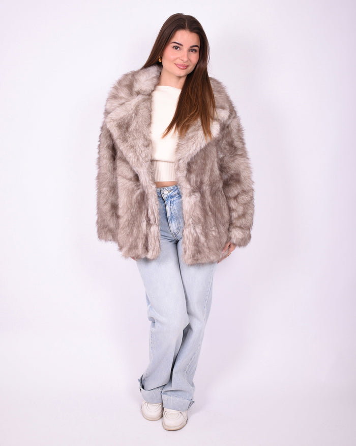 faux fur coat beige