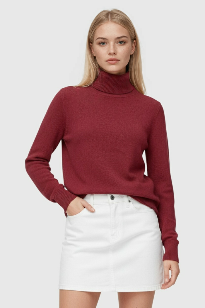 Grace Fleece Lined Turtleneck Burgundy