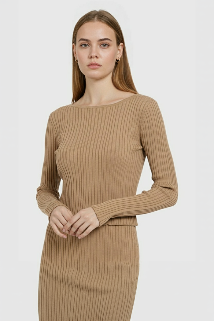 Sloane Longsleeve Skirt Set Khaki