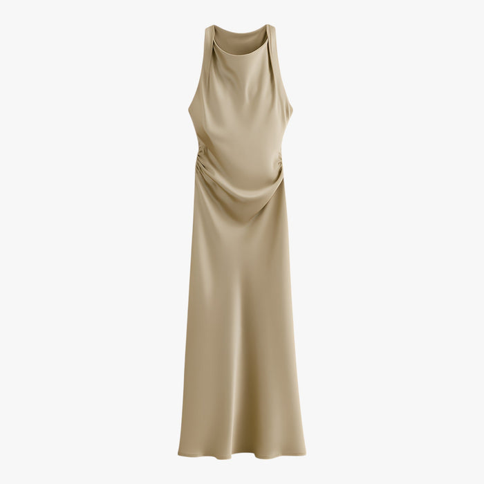 Ava Halterneck Midi Dress Khaki