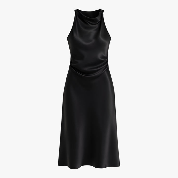 Ava Halterneck Midi Dress Black