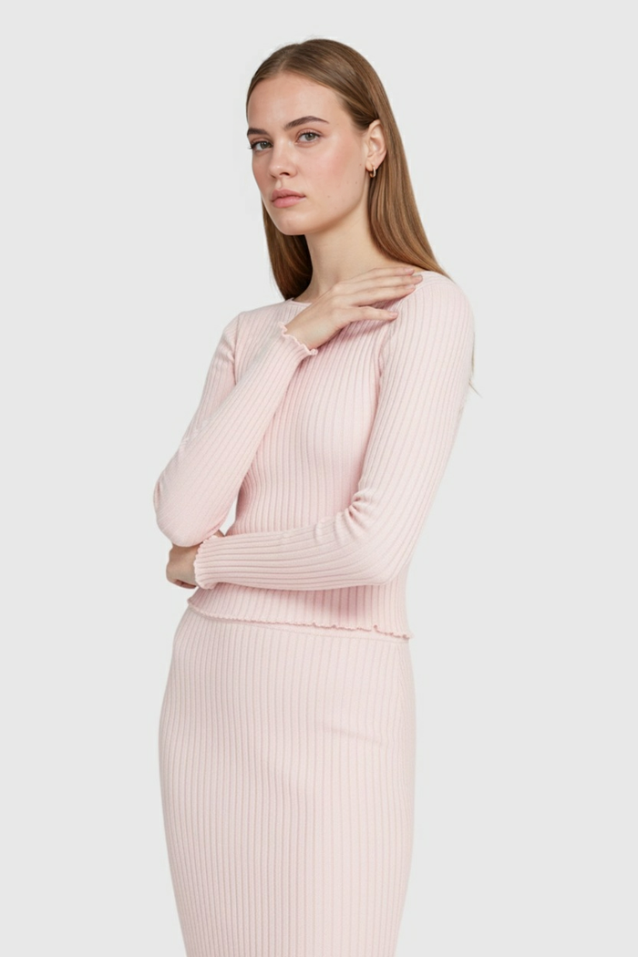Sloane Longsleeve Skirt Set Pink