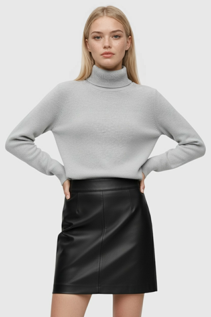 Grace Fleece Lined Turtleneck Gray