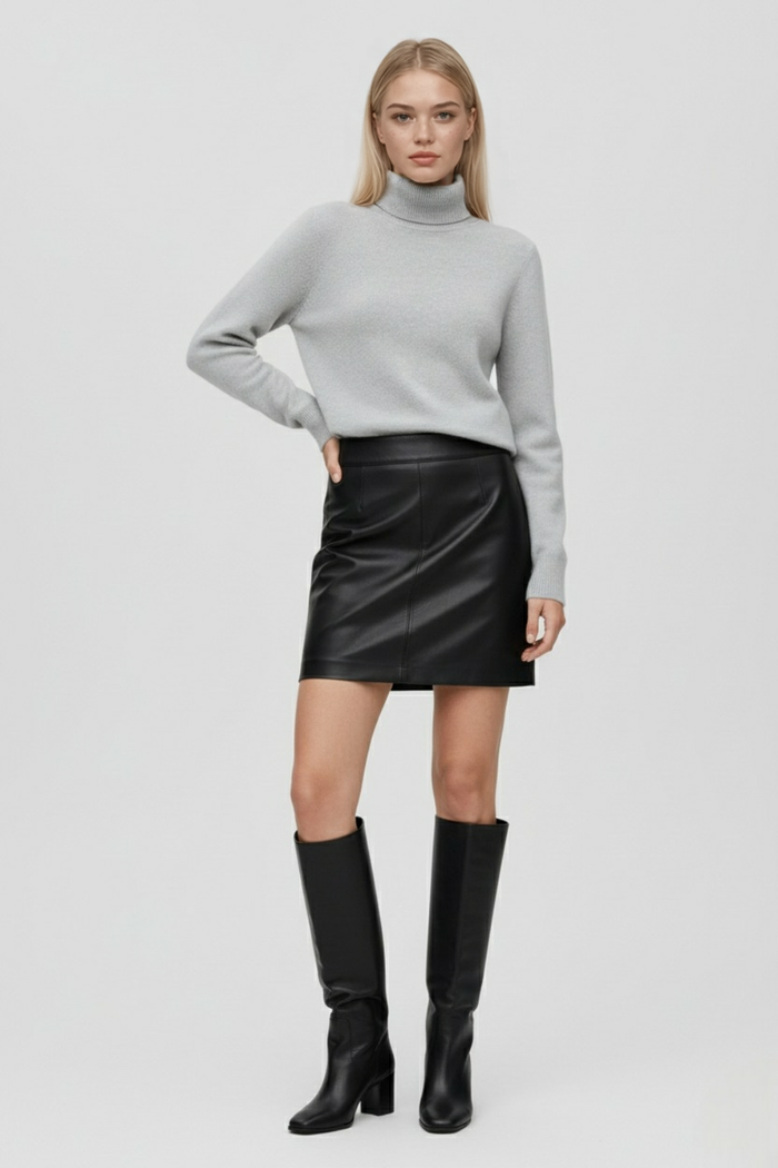 Grace Fleece Lined Turtleneck Gray