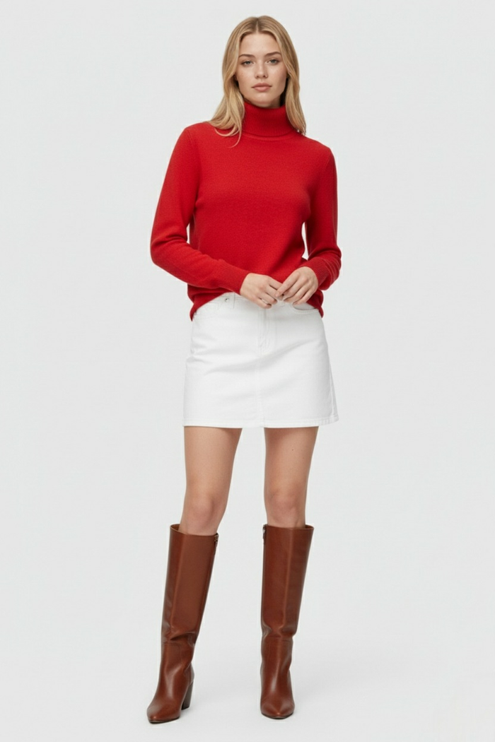 Grace Fleece Lined Turtleneck Red