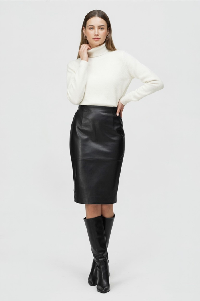 Grace Fleece Lined Turtleneck White