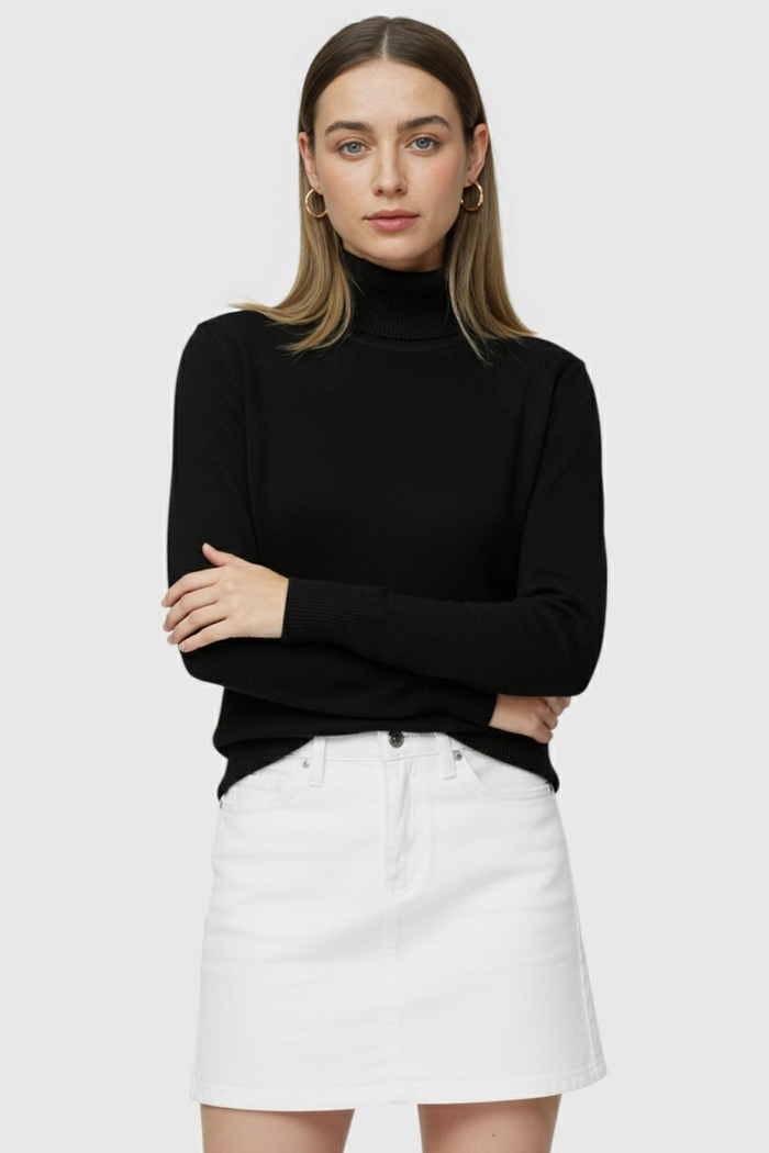 Grace Fleece Lined Turtleneck Black