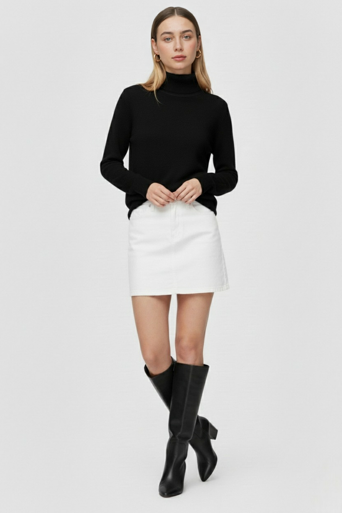 Grace Fleece Lined Turtleneck Black