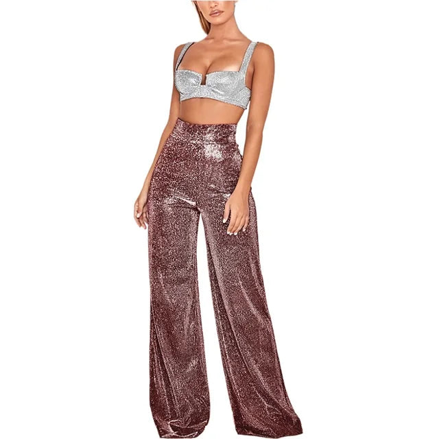 Luna High Waisted Glittery Pants